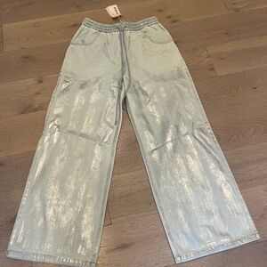 Fabrique metallic paper bag jeans